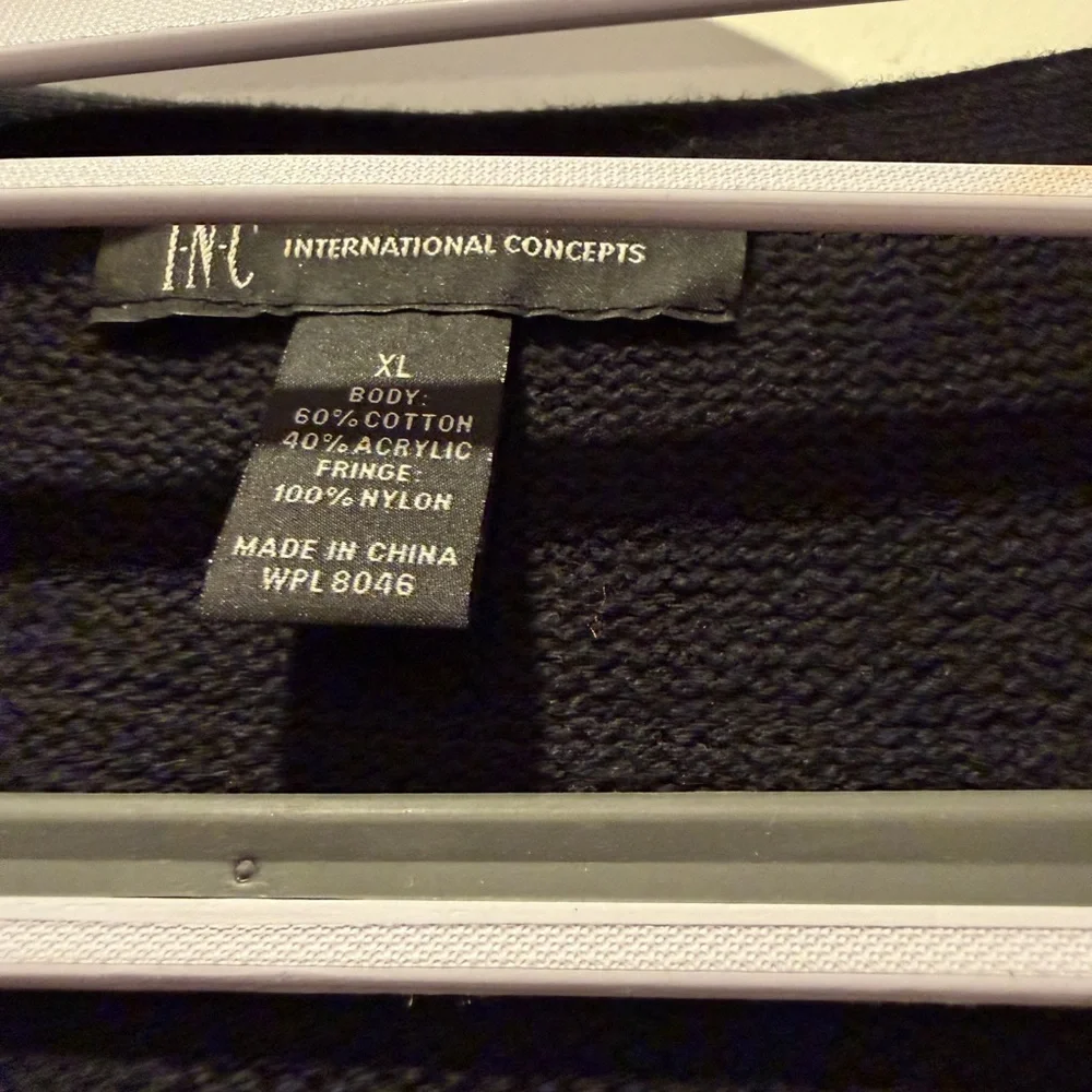 INC International Concepts Black Fringe Sweater - Picture 2 of 3